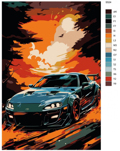 Картина по номерам S524 "Спортивные машины. Toyota Supra" 60x90 см