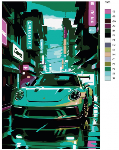 Картина по номерам S500 "Спортивная гоночная машина" 80x120 см