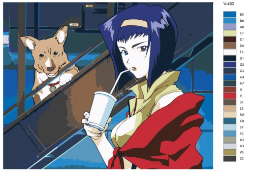 Картина по номерам V-402 "Аниме: Ковбой Бибоп (Cowboy Bebop). Фэй Валентайн (Faye Valentine)", 80x100 см