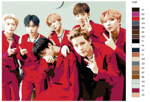 Картина по номерам V-95 "K-pop Monsta X. Участники группы" 40х50