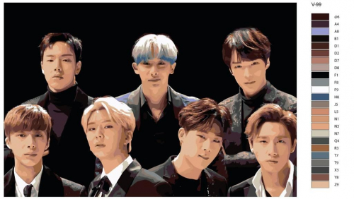 Картина по номерам V-99 "K-pop Monsta X. Участники группы" 50х70