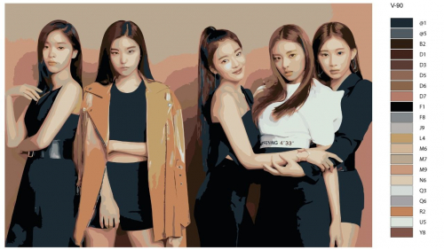 Картина по номерам V-90 "K-pop ITZY. Участники группы" 80x120