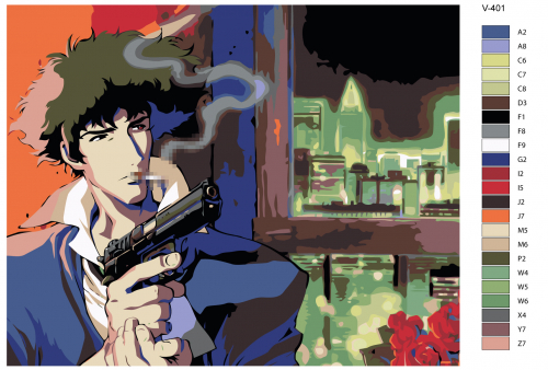 Картина по номерам V-401 "Аниме: Ковбой Бибоп (Cowboy Bebop). Спайк Шпигель (Spike Spiegel)", 80x100 см