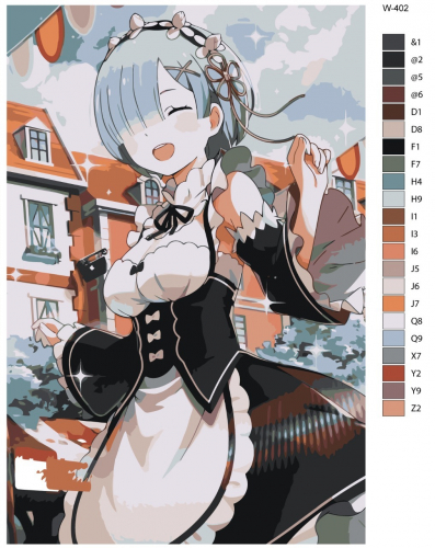 Картина по номерам W-402 "Аниме - Re: Zero (Ре: Зеро). Рем" 70x110