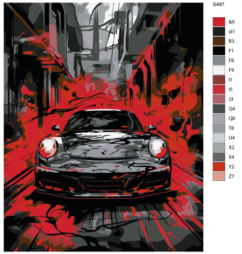 Картина по номерам S497 "Спортивные машины. Порше 911" 60x80 см