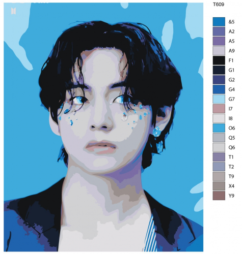 Картина по номерам Т609 70x90 "Ким Тэxён (Kim Taehyung), участник группы BTS (БТС)"