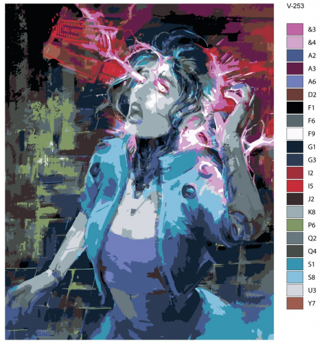 Картина по номерам V-253 "Киберпанк Cyberpunk 2077. Valerie (V) (женская ипостась)", 80x100 см