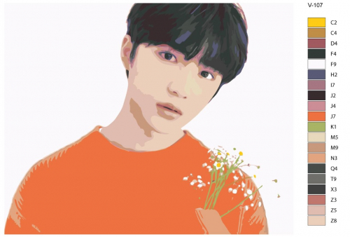 Картина по номерам V-107 "K-pop группа TXT" 70x90