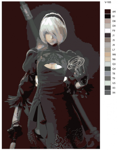 Картина по номерам V-165 "Игра Nier Automata. 2B" 60х90