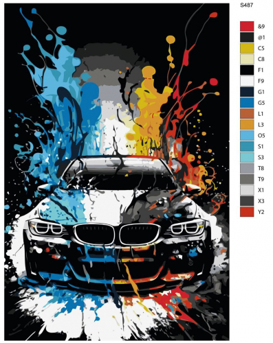 Картина по номерам S487 "Спортивные машины. BMW" 50x70 см
