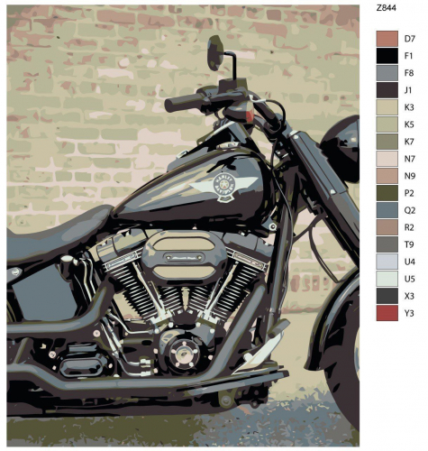 Картина по номерам Z844 "Мотоцикл Harley Davidson" 70x90