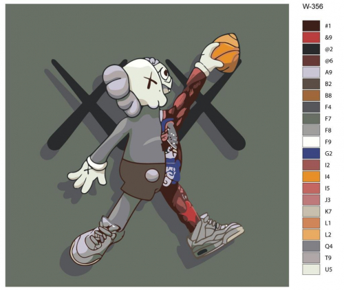 Картина по номерам W-356 "Игрушка художника (Брайан Доннелли) KAWS" 80X80