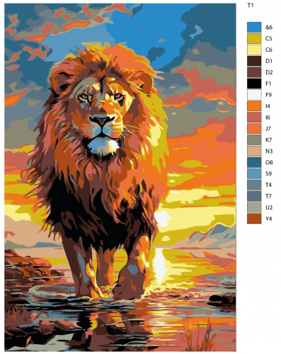 Картина по номерам T1 "Лев" 40x60