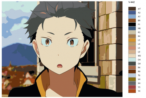 Картина по номерам V-442 "Аниме RE:ZERO (РЕ ЗЕРО). Субару Нацуки. Natsuki Subaru", 80x100 см