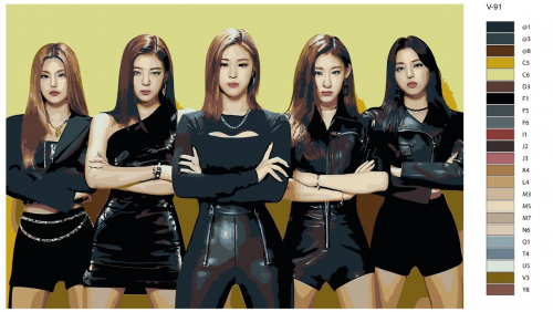 Картина по номерам V-91 "K-pop ITZY. Участники группы" 80x120