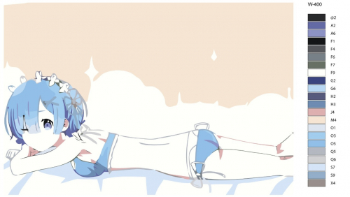 Картина по номерам W-400 "Аниме - Re: Zero (Ре: Зеро). Рем" 70x110