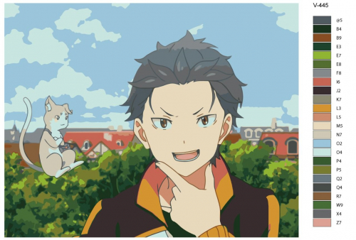 Картина по номерам V-445 "Аниме RE:ZERO (РЕ ЗЕРО). Субару Нацуки. Natsuki Subaru", 40x50 см