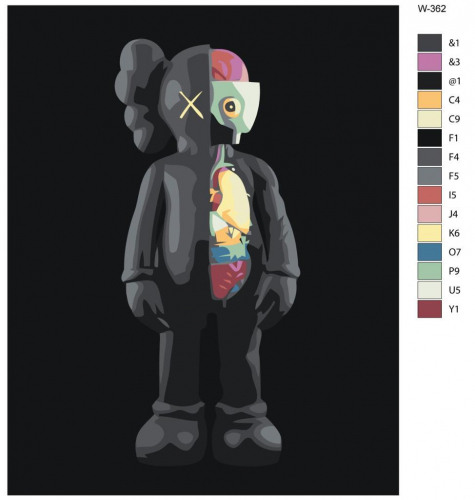 Картина по номерам W-362 "Игрушка xудожника (Брайан Доннелли) KAWS" 80x100