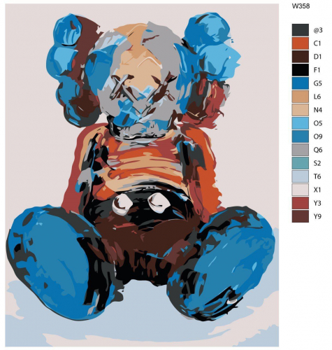 Картина по номерам W-358 "Игрушка художника (Брайан Доннелли) KAWS" 60X80