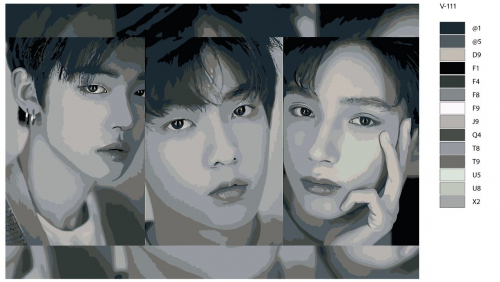 Картина по номерам V-111 "K-pop группа TXT" 60х90
