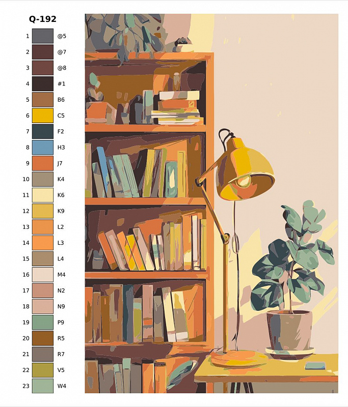 Картина по номерам Q192 "Книжный стеллаж" 50x70