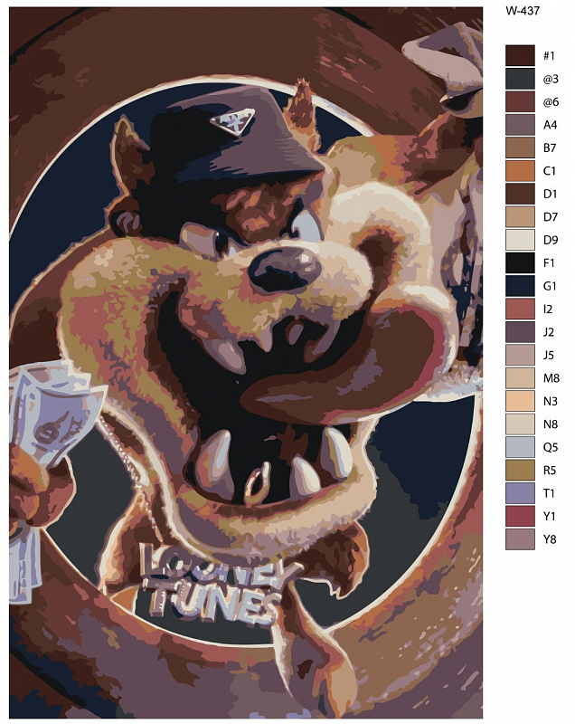 Картина по номерам W-437 "Мультсериал - Looney Tunes. Тасманский дьявол" 40x60