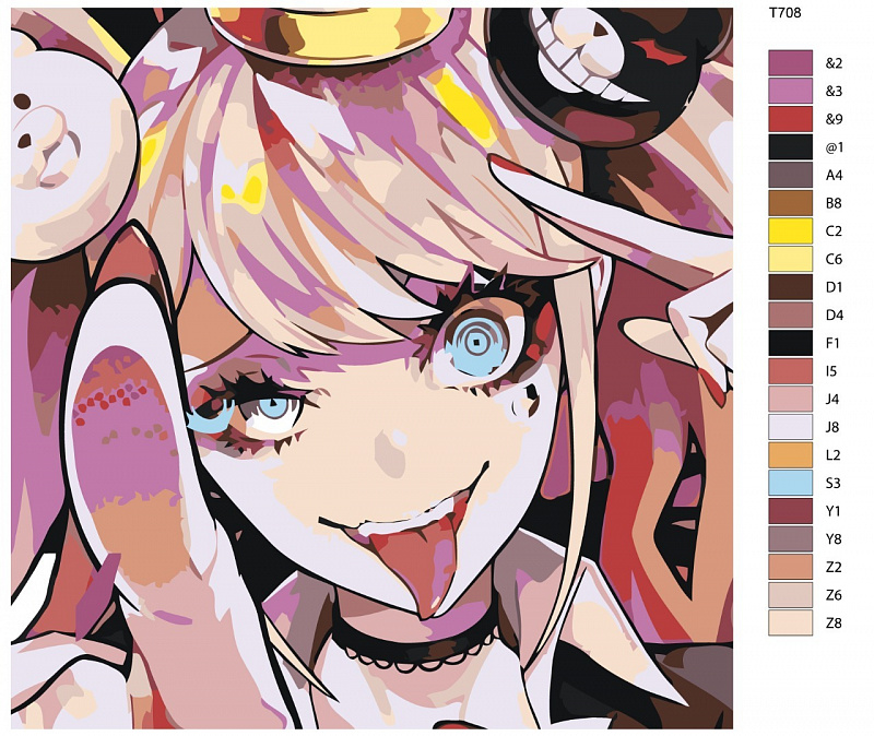 Картина по номерам T708 "Джунко Эношима. Аниме Данганронпа - Danganronpa " 40x40