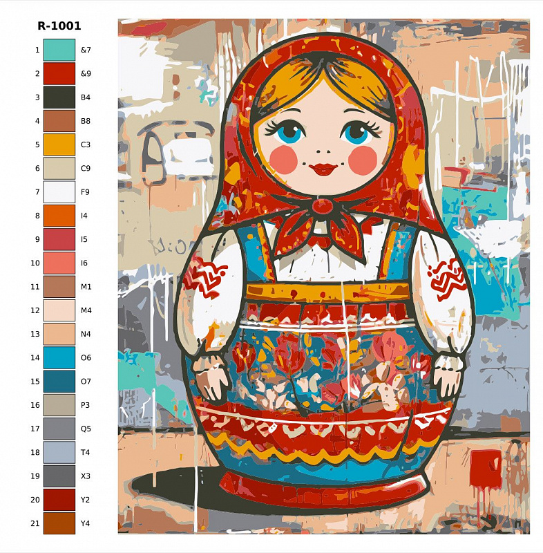 Картина по номерам R-1001"Матрешка классическая"40x50