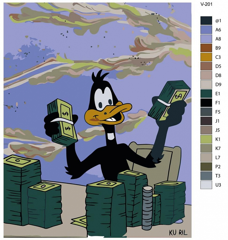 Картина по номерам V-201 "Мультсериал Looney Tunes. Даффи Дак" 40х50