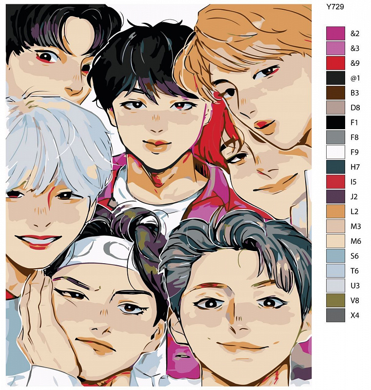 Картина по номерам Y729StrayKids "K-pop группа - Stray Kids (Стрей Кидс)" 40x50 см