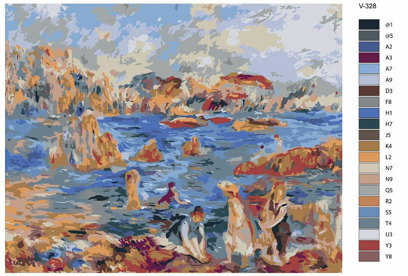 Картина по номерам V-328 "Пьер Огюст Ренуар. На морском берегу", 40x50 см
