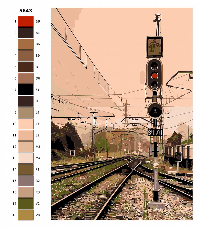 Картина по номерам S843 "Развилка жел.дороги" 60x90