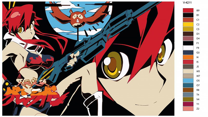 Картина по номерам V-4211 "Аниме: Гуррен-Лаганн (Gurren-Lagann). Ёко (Yoko Littner)", 60x90 см