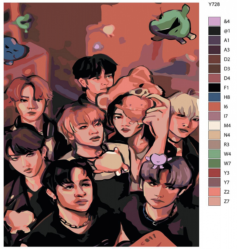 Картина по номерам Y728StrayKids "K-pop группа - Stray Kids (Стрей Кидс)" 60x80 см