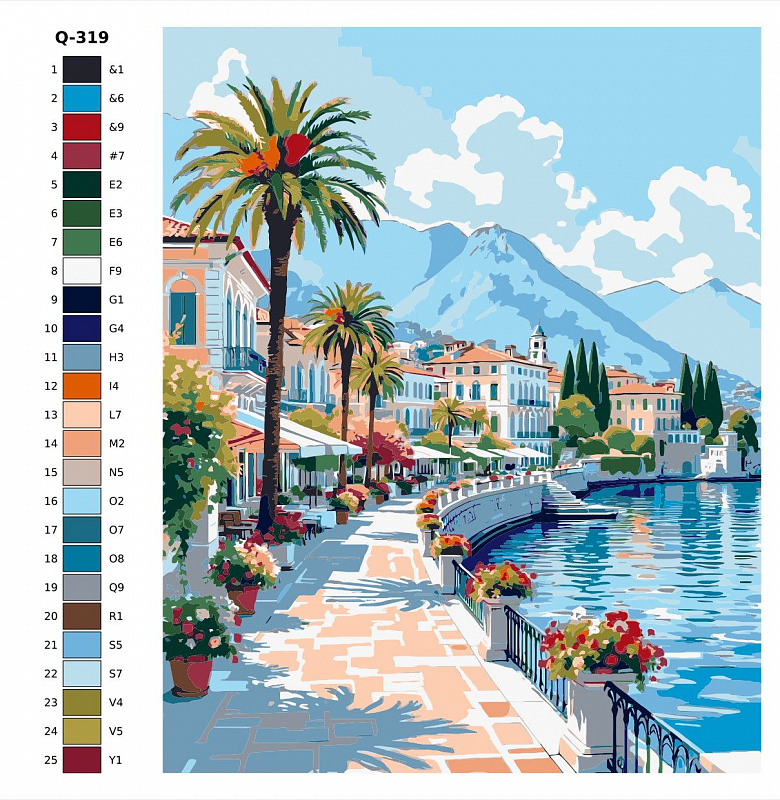 Картина по номерам Q319 "Италия.Вид на озеро Комо" 40x50