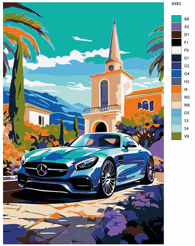 Картина по номерам S483 "Спортивные машины. Mercedes-Benz E-Класс" 40x60 см