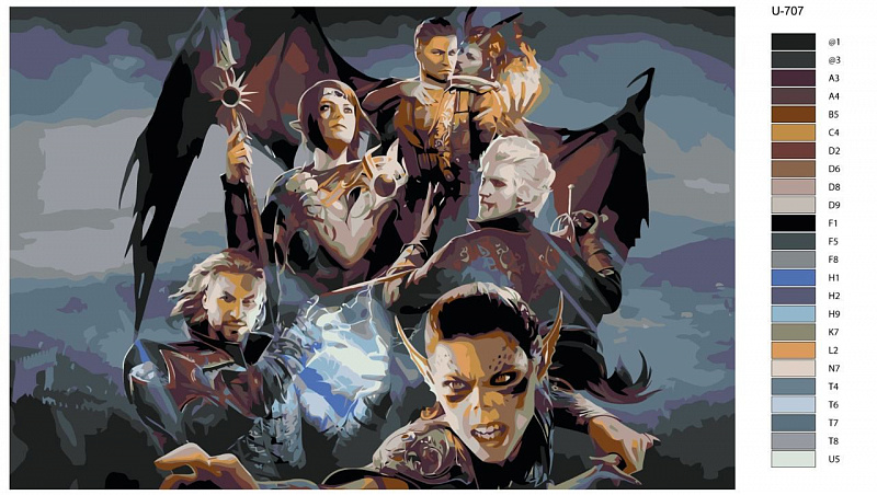Картина по номерам U-707 "Игра Baldur s Gate 3 arts. Главные персонажи" 40x60 см