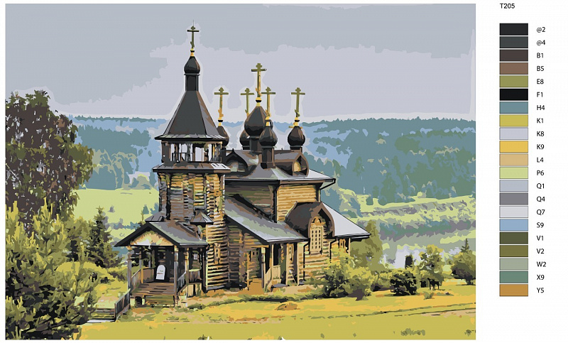 Картина по номерам Т205 "Церковь в деревне", 40x60 см