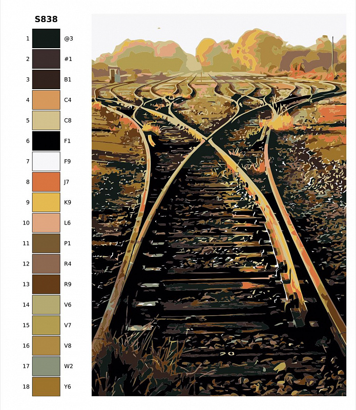 Картина по номерам S838 "Развилка желез.дороги" 40x60