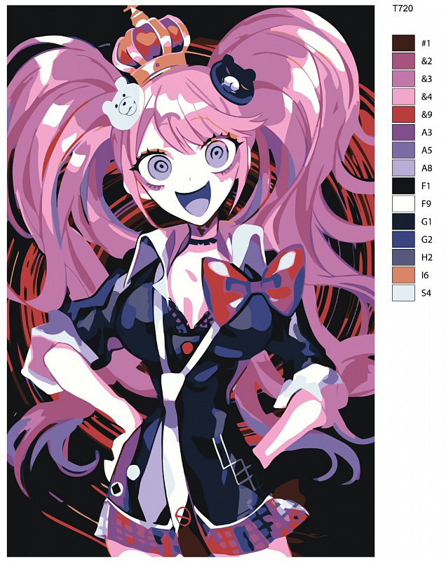 Картина по номерам T720 "Джунко Эношима. Аниме Данганронпа - Danganronpa " 40X60