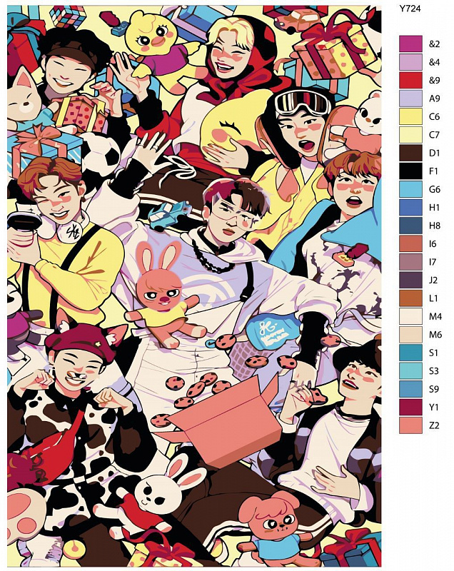 Картина по номерам Y724StrayKids "K-pop группа - Stray Kids (Стрей Кидс)" 80x120 см