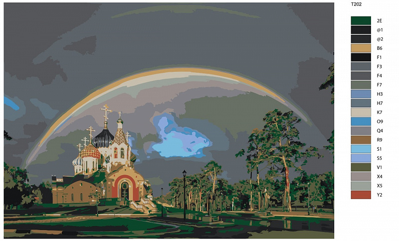 Картина по номерам Т202 "Церковь на опушке", 40x60 см