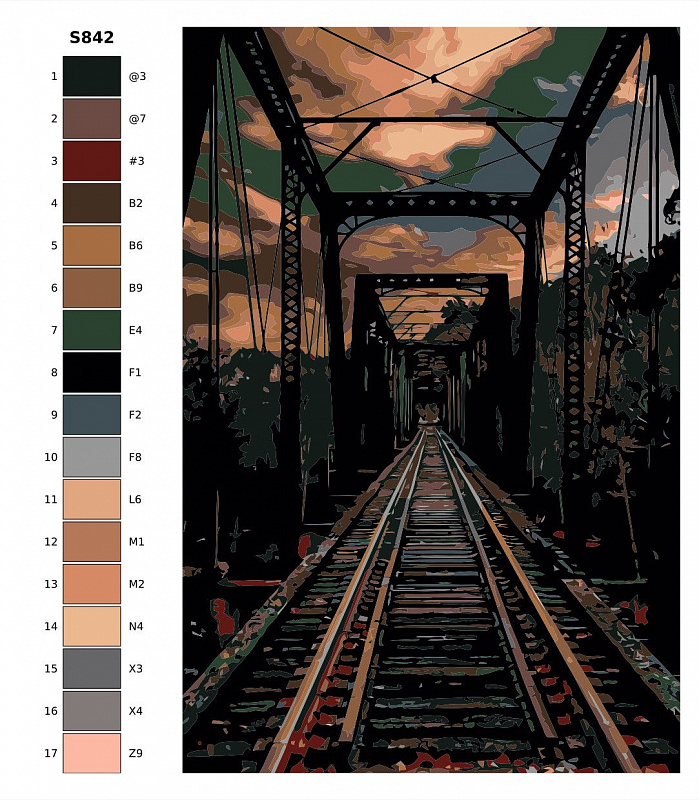Картина по номерам S842 "Ж/д мост"80x120