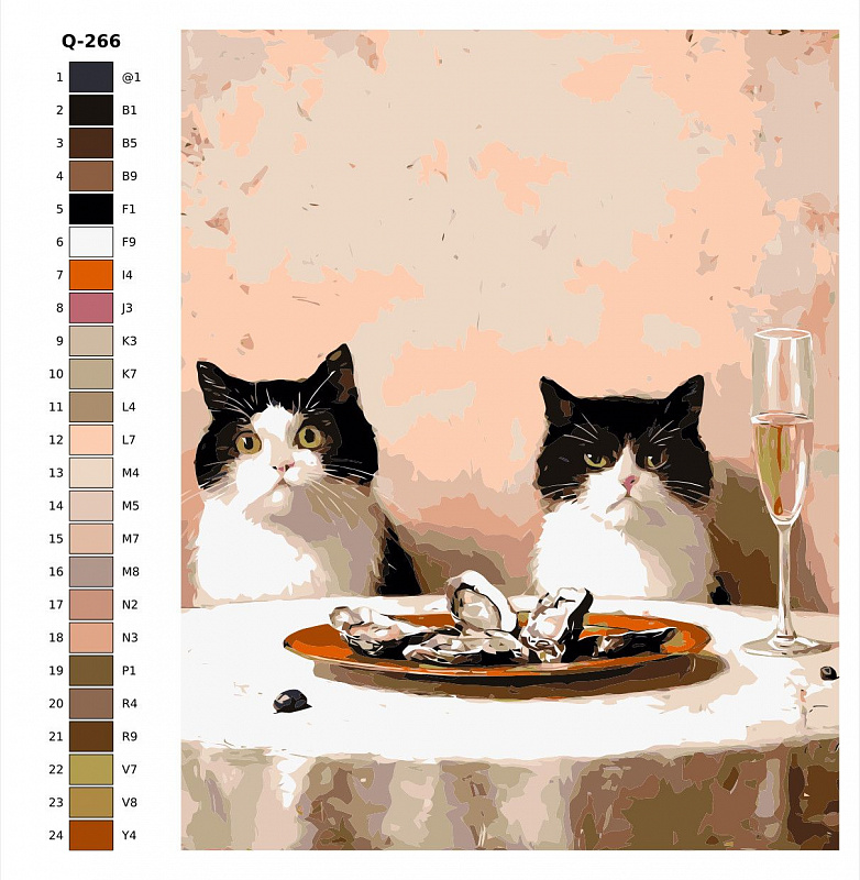 Картина по номерам Q266 "Коты за столом" 40x50