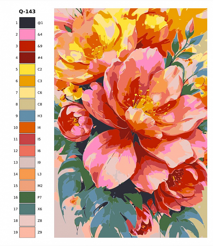 Картина по номерам Q143 "Цветы" 80x120