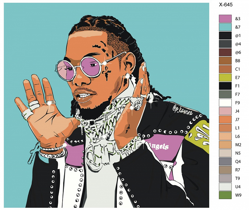 Картина по номерам X-645 "Репер с группы Migos" 40х40
