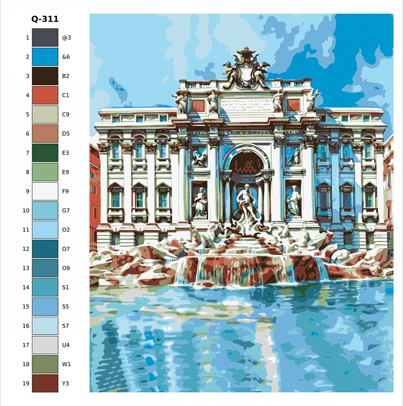 Картина по номерам Q311 "Италия.Рим.Фонтан Треви" 80x100