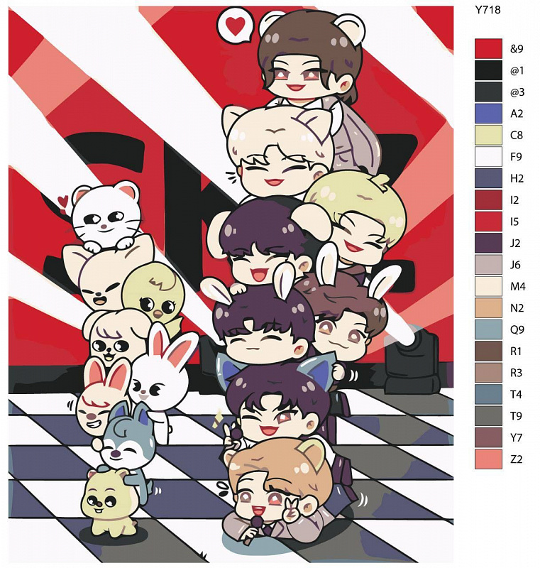 Картина по номерам Y718StrayKids "K-pop группа - Stray Kids (Стрей Кидс)" 70x90 см