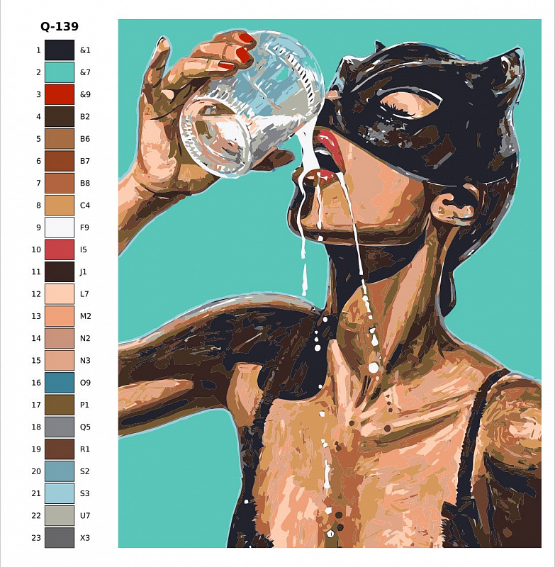 Картина по номерам Q139 "Девушка-кошка" 40x50