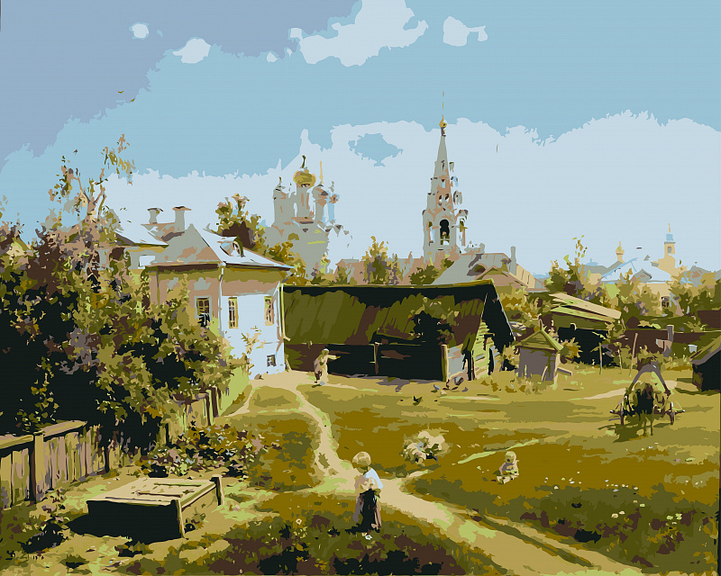 Картина по номерам Н20 "Василий Поленов, Московский дворик", 40x50 см. Товар уцененный